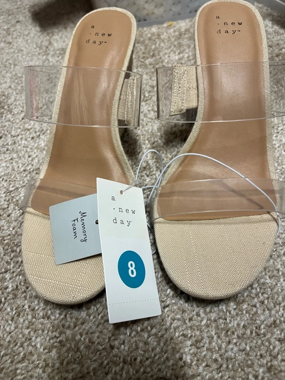 a new day Clear-Strap Mules in Beige